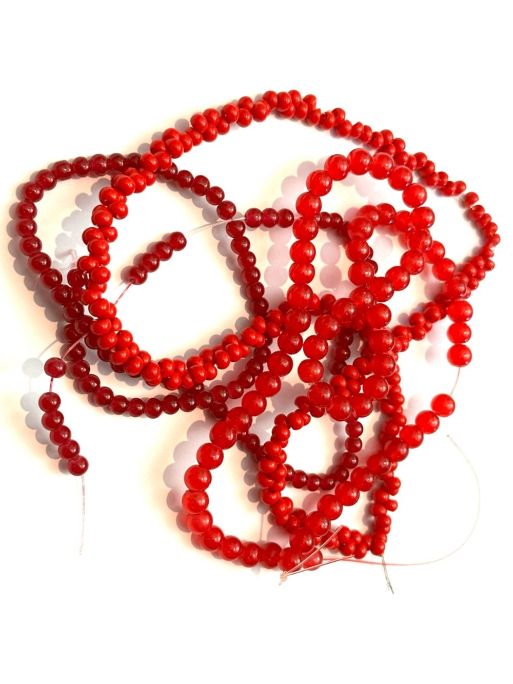 2 for $20. Set of 3 Vibrant Red Glass Bead Strands for Crafts & Jewelry Making